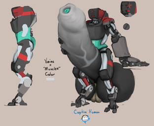 3_toes anthro armored_body balls big_balls big_hands big_penis captured duo feet foreskin genitals gradient_penis hand_on_surface holding_penis hose huge_balls huge_penis hyper hyper_balls hyper_genitalia hyper_penis machine male mechanical_body penis prisoner_of_war solo solo_focus striped_body stripes teal_penis thick_foreskin toes vein veiny_penis verdrusk helldivers automaton_executioner_(serparus) automaton human mammal robot model_sheet