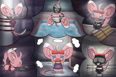 aroused asphyxiation bdsm blush bodily_fluids bondage bound cum cum_in_mouth cum_inside drinking drinking_cum drowning female gag gagged genital_fluids hogtied imagination latex restraints rope rope_bondage rope_harness solo tape tied_to_pole wooden_horse_(device) wrapped charly-sparks nintendo pokemon generation_5_pokemon minccino pokemon_(species) shiny_pokemon hi_res