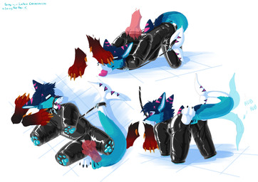 anthro bdsm bitchsuit bondage bondage_gear bound fish_tail gear latex lock locked male male/male paws petplay roleplay solo_focus tail sanynebeystoll aquatic fish absurd_res hi_res