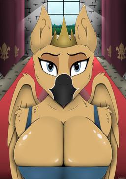aquileia big_breasts breasts cleavage clothed clothing discret dress eaw female princess queen royalty solo flaternus mythology vivienne avian gryphon mythological_avian mythological_creature hi_res