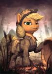 apron barrel clothing female freckles green_eyes hair_net net solo assasinmonkey friendship_is_magic hasbro my_little_pony applejack_(mlp) earth_pony equid equine horse mammal pony 2015 digital_media_(artwork) digital_painting_(artwork) hi_res