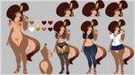 accessory anthro big_breasts blush bottomwear bra breasts brown_body brown_fur brown_hair casual_clothing clothed clothing denim denim_bottomwear denim_clothing eyelashes eyeliner eyewear female footwear frown fur garter genitals glasses green_eyes hair high_heels jeans lingerie makeup nipples nude pants pussy shirt shoes skirt solo topwear underwear wide_hips madeena8521 canid mammal hi_res model_sheet