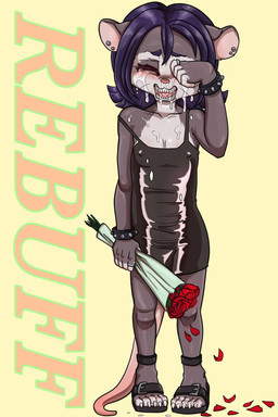 5_fingers 5_toes adolescent adolescent_anthro anthro biped black_bracelet black_clothing black_dress black_footwear black_sandals black_shoes blush blush_lines bodily_fluids bouquet bracelet breasts claws clothed clothed_anthro clothed_female clothing countershade_face countershade_neck countershade_torso countershading crying digit_ring dress dripping ear_piercing ear_stud eyebrows eyelashes eyes_closed feet female female_adolescent female_anthro finger_claws finger_ring fingerless_(marking) fingers flower footwear front_view fully_clothed fully_clothed_anthro fully_clothed_female glistening glistening_clothing glistening_dress grey_body grey_ear_piercing grey_piercing grey_ring grey_spikes hair holding_bouquet holding_flower holding_object holding_rose humanoid_feet humanoid_hands jewelry long_hair long_tail markings monotone_hair multicolored_body nipple_outline off_shoulder open_mouth orange_text petals piercing pink_blush pink_inner_ear pink_nose pink_tail pink_tongue plant plantigrade purple_eyebrows purple_eyelashes purple_hair red_flower red_petals ring rose_(flower) sad sandals sharp_teeth shoes simple_background small_breasts snot solo spiked_bracelet spikes standing tail teardrop tears teeth text tight_clothing tight_dress toe_claws toeless_(marking) toes tongue two_tone_body whiskers white_body white_claws white_countershading white_fingers white_markings white_toes wilting_flowers wiping_tears yellow_background young young_anthro young_female daigaijin skyler_(nightdancer) american_opossum mammal marsupial 2025 2:3 digital_drawing_(artwork) digital_media_(artwork) english_text full-length_portrait hi_res portrait shaded simple_shading