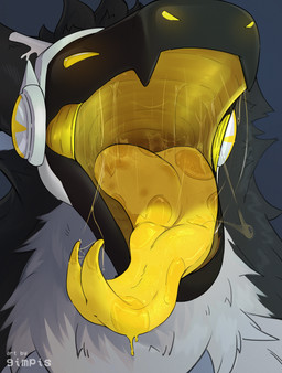 bodily_fluids machine male mouth_shot open_mouth saliva solo tongue vore gimpis protogen absurd_res hi_res