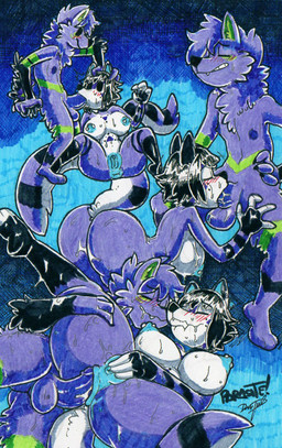 anal anal_penetration anthro balls big_breasts bite biting_lip blush blush_lines bodily_fluids breasts clenched_teeth cum cum_covered duo erect_nipples eyes_closed fellatio female female_penetrated fingering fingering_self fur genital_fluids genitals humanoid_genitalia humanoid_penis male male/female male_penetrating male_penetrating_female masturbation messy nipple_piercing nipples oral oral_penetration penetration penile penile_penetration penis piercing purple_body purple_fur sex spread_legs spreading surprise_sex teeth vaginal vaginal_fingering vaginal_masturbation parasitedeath acala sora_hikari canid canine canis felid leopard mammal pantherine wolf hi_res traditional_media_(artwork)