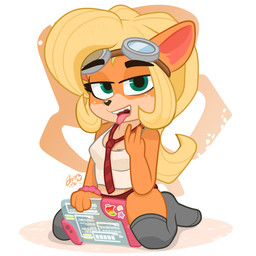 accessory alternative_fashion anthro clothing devil_horns_(gesture) female gesture hair_down hand_gesture knee_highs legwear necktie punk shirt tank_top tongue tongue_out topwear dm29 activision crash_bandicoot_(series) punk_rock coco_bandicoot bandicoot mammal marsupial 1:1