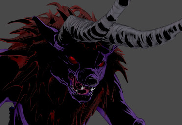 anthro bared_teeth black_nose black_teeth dark ears_back fangs fur grey_background grey_horn growling horn light male mane open_mouth pivoted_ears purple_body purple_skin red_body red_eyes red_fur red_mane sharp_teeth simple_background solo teeth tongue unknown_species 2019 3d_(artwork) digital_media_(artwork) lighting