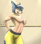 anthro breasts clothed clothing female fur hair hairless looking_at_viewer nipples open_mouth scarf smile solo topless cayo antoinette_(medium-maney) canid canine canis chinese_crested_dog domestic_dog hairless_dog mammal toy_dog digital_media_(artwork) hi_res