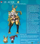 anthro baseball_bat bat_(object) blonde_hair breasts chibi cleavage clothed clothing eeveelution english_text female generation_1_pokemon hair hi_res human humanoid jolteon kinkymation male mammal nintendo pokemon pokemon_(species) pokemorph text