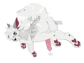 all_fours anthro anus ass_up balls bodily_fluids butt circumcised cum cum_drip dripping ears_down femboy fluffy fluffy_tail fur genital_fluids genitals glare hair half-closed_eyes leaking_precum long_penis looking_at_viewer looking_back male monster_penis narrowed_eyes nude pawpads paws penis penis_tip perineum pink_anus pink_penis pivoted_ears precum precum_drip presenting presenting_hindquarters presenting_penis raised_tail slim solo spiked_penis spikes spikes_(anatomy) tail wet wet_penis white_body white_fur white_hair ghoulbutter character_vincent canid canine mammal vampire hi_res