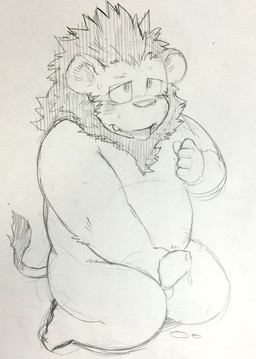 anthro balls blush erection genitals humanoid_genitalia humanoid_hands humanoid_penis kemono male masturbation penis slightly_chubby solo tongue tongue_out kita_9999 felid lion mammal pantherine 2015 hi_res