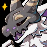 eyes_closed fangs fluffy horn skull_helmet smug teeth blitzdrachin conditional_dnp mythology luthius cryptid dragon monster mythological_creature mythological_scalie scalie 1:1 2023 alpha_channel low_res