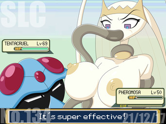 areola big_areola big_breasts big_nipples breasts duo erect_nipples female gameplay_mechanics gui health_bar nipples oral oral_penetration penetration tentacle_in_mouth tentacle_penetration tentacles slc nintendo pokemon aquatic cnidarian generation_1_pokemon generation_7_pokemon pheromosa pokemon_(species) tentacruel ultra_beast 4:3 hi_res