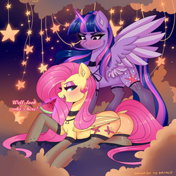 blush butt clothing collar cutie_mark duo female female_feral feral food fruit hair half-closed_eyes horn legwear magic melon narrowed_eyes outside pink_hair plant purple_body tail telekinesis thigh_highs watermelon wings yellow_body xjenn9 friendship_is_magic hasbro my_little_pony mythology fluttershy_(mlp) twilight_sparkle_(mlp) equid equine mammal mythological_creature mythological_equine pegasus winged_unicorn 1:1 absurd_res hi_res