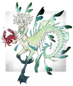 armwear bridal_gauntlets clothed clothed_taur clothing crop_top duo feral green_body hair light_body light_skin midriff navel shirt short_hair topwear tsulala european_mythology greek_mythology mythology aquatic aquatic_taur arthropod crab crustacean decapod humanoid_taur ichthyocentaur malacostracan taur hi_res