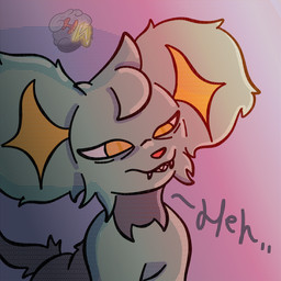 ambiguous_gender big_ears blue_body claws fangs feral head_tilt laugh smile smug_face solo teeth tired_eyes warm_lighting wrinkled_nose hurricane_weaver nintendo pokemon generation_4_pokemon pokemon_(species) shinx 1:1 dithering