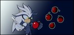 anthro apple clothing focused food fruit fur grey_body grey_fur knife male plant quills_(anatomy) solo telekinesis uniform yellow_eyes legumie sega sonic_the_hedgehog_(series) silver_the_hedgehog eulipotyphlan hedgehog mammal hi_res