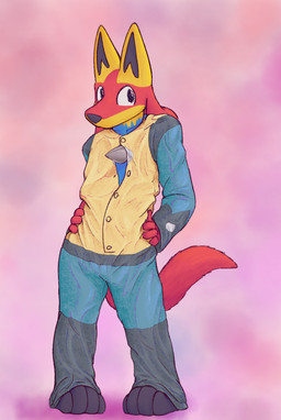 ambiguous_gender anthro biped clothed clothing costume looking_away onesie oversized_clothing pose simple_background solo ray_karr nintendo pokemon ray_karr_lucario_(ray_karr) generation_4_pokemon lucario pokemon_(species) 2025 absurd_res hi_res nonbinary_(lore)