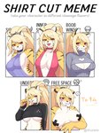 anthro big_breasts black_stripes blonde_hair blush braided_hair breasts chest_tuft choker cleavage cleavage_cutout clothed clothed_anthro clothed_female clothing crop_top cutout dress eyebrows eyelashes female female_anthro fur hair jewelry kemono keyhole_clothing keyhole_turtleneck looking_at_viewer mostly_nude mostly_nude_anthro mostly_nude_female necklace nipple_tape nude nude_anthro nude_female open_mouth partially_clothed partially_clothed_anthro partially_clothed_female pasties ponytail red_eyes shirt simple_background solo striped_body striped_fur stripes sweater tape text topwear tuft turtleneck yellow_body yellow_fur yamame513 shirt_cut_meme tora-chan_(kim_3022) canid canine felid mammal pantherine tiger digital_media_(artwork) english_text hi_res meme