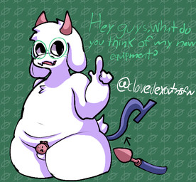 anthro buttplug chastity_cage chastity_device eyewear femboy genitals glasses horn male nude obese overweight penis plug_(sex_toy) sex_toy small_penis solo tail thick_thighs clovedex deltarune undertale_(series) ralsei bovid caprine goat mammal