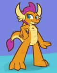 2_horns 3_toes anthro blue_eyes blue_pupils cute_fangs fangs feet female flat_chested fur genitals hair hand_on_hip horn nipples nude orange_body orange_nipples orange_scales pose pupils purple_body purple_fur purple_hair pussy scales smile solo standing tail tail_tuft teeth toes tuft yellow_body yellow_horn yellow_scales young young_anthro young_female ultilix european_mythology friendship_is_magic hasbro my_little_pony mythology smolder_(mlp) dragon mythological_creature mythological_scalie scalie western_dragon 2025 hi_res