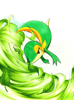 3_fingers ambiguous_gender anthro attack_pose blush blush_lines brown_eyes feral fingers green_body leaf midair mouth_closed multicolored_body neck_collar short_legs simple_background solo tail tan_body white_background yellow_eyelids 025aki nintendo pokemon generation_5_pokemon pokemon_(species) snivy absurd_res hi_res