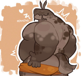 antennae_(anatomy) anthro belly big_belly big_butt bottomwear bottomwear_down brown_body butt clothed clothing dialogue eyeless giant_african_snail hand_on_butt looking_at_viewer looking_back looking_back_at_viewer male multicolored_body musclegut muscular muscular_anthro muscular_male overweight overweight_anthro overweight_male partially_clothed shorts shorts_down solo tail text topless crococola bwana_(crococola) gastropod mollusk snail