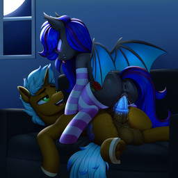 1_horn animal_genitalia animal_penis animal_vulva anus back_wings balls big_penis black_anus black_eyebrows black_sofa black_vulva black_wings blue_hair blue_mane blue_membrane blue_penis blue_tail blue_wings bodily_fluids brown_balls brown_body brown_ears brown_fur brown_horn brown_penis brown_sheath clothed clothed_female clothed_feral clothing cowgirl_position cutie_mark dock_(anatomy) duo equine_anus equine_genitalia equine_penis equine_vulva erection eyebrows eyelashes fangs female female_feral female_on_top female_penetrated feral feral_on_feral feral_penetrated feral_penetrating feral_penetrating_feral freckled_face freckles from_front_position fur furniture genital_fluids genitals glowing glowing_eyes green_eyes grey_hooves hair half-closed_eyes hooves horn inside interspecies leaning leaning_forward legwear long_hair lying male male/female male_feral male_on_bottom male_penetrating male_penetrating_female mane medial_ring membrane_(anatomy) membranous_wings moon motion_lines multicolored_clothing multicolored_hair multicolored_legwear multicolored_penis multicolored_stockings narrowed_eyes on_back on_bottom on_top open_mouth pattern_clothing pattern_legwear pattern_stockings penetration penile penile_penetration penis penis_in_vagina pink_stockings pink_tongue power_bottom puffy_anus pupils purple_eyes purple_hair purple_tail quadruped saliva sex sheath side_view slit_pupils snout sofa sofa_sex stockings straddling striped_clothing striped_legwear striped_stockings stripes tail teeth tongue tongue_out two_tone_clothing two_tone_hair two_tone_legwear two_tone_penis two_tone_stockings two_tone_tail two_tone_wings unguligrade unicorn_horn vaginal vaginal_fluid_string vaginal_fluids vaginal_fluids_on_balls vaginal_fluids_on_penis vaginal_fluids_on_vulva vaginal_penetration vaginal_tugging vein veiny_penis vulva white_clothing white_legwear white_stockings window wings dibujito hasbro my_little_pony mythology fan_character bat_pony equid equine mammal mythological_creature mythological_equine unicorn 1:1 2025 absurd_res hi_res shaded