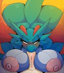 anthro big_breasts big_butt blue_body breasts butt fellatio female first_person_view generation_3_pokemon genitals hi_res iguanasarecool male male/female male_pov nintendo oral penile penis pokemon pokemon_(species) salamence scalie sex thick_thighs wide_hips wings