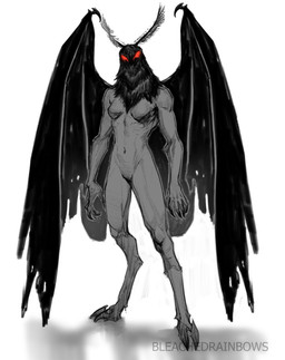 2_toes 5_fingers breasts crossgender feet female fingers huge_wings looking_at_viewer membrane_(anatomy) membranous_wings no_pupils non-mammal_breasts nude nude_female red_eyes solo standing text toes wings bleachedrainbows mothman animal_humanoid arthropod arthropod_humanoid cryptid humanoid insect insect_humanoid lepidopteran moth 2022 absurd_res artist_name full-length_portrait hi_res portrait spot_color