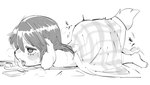 anthro ass_up bed_sheet bedding blush bodily_fluids breath eyelashes fangs female floppy_ears hair hands_between_legs kemono looking_pleasured lying masturbation narrowed_eyes on_front open_mouth panting pawpads solo sweat tail teeth oposa konomi_(oposa) canid canine canis domestic_dog mammal 2024 absurd_res greyscale hi_res monochrome sketch