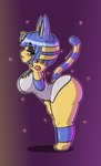 anthro big_breasts big_butt breasts butt clothing egyptian fur looking_at_viewer pawpads simple_background solo tail thick_thighs yellow_body neonskyrl animal_crossing nintendo ankha_(animal_crossing) animal_humanoid cat_humanoid domestic_cat felid felid_humanoid feline feline_humanoid felis humanoid mammal mammal_humanoid absurd_res hi_res