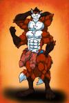 2_penises 2_tails 4_arms 4_nipples 4_pecs anthro belly big_muscles diphallism genitals humanoid_genitalia male multi_arm multi_genitalia multi_limb multi_nipple multi_pecs multi_penis multi_tail multifur muscular muscular_anthro muscular_male nipples pecs penis solo tail tall white_belly rackun chipfox canid canine fox mammal red_fox true_fox hi_res