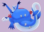 2023 ambiguous_gender anthro belly belly_markings belly_rub belly_squish big_belly big_tail biped blue_body digital_drawing_(artwork) digital_media_(artwork) disembodied_hand eyes_closed fangs generation_2_pokemon generation_3_pokemon group hand_on_belly hand_on_tail happy hi_res hindpaw hybrid_pokemon latios legendary_pokemon legs_up long_tail lugia lying markings multicolored_body nintendo obese obese_ambiguous obese_anthro on_back open_mouth open_smile overweight overweight_ambiguous overweight_anthro pawpads paws pink_background pokemon pokemon_(species) red_markings red_pawpads simple_background smile solo_focus squish tail tail_rub tail_squish tailbutt teeth thick_tail trio two_tone_body white_body wings xeniyy