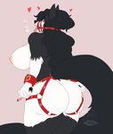 anthro areola bdsm big_breasts big_butt bondage bound breasts butt female heart_symbol nipples rear_view solo tail tongue tongue_out hyucaze sia_(ebonycrowned) canid canine canis mammal wolf absurd_res hi_res