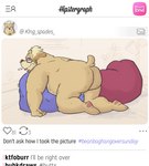 alternative_fashion anthro butt cigarette eyewear glasses hipster lying male nude on_front overweight overweight_male solo text user_interface buffalonickels alvis_(buffalonickels) bear mammal english_text hi_res