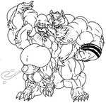 4_toes 5_toes anal anthro anthrofied balls beak belly big_balls big_belly big_muscles big_penis bodily_fluids body_hair chest_hair cum cum_inflation cum_inside duo ejaculation erection feet fist flexing genital_fluids genitals huge_balls huge_belly huge_muscles huge_penis humanoid_genitalia humanoid_penis hyper hyper_balls hyper_genitalia hyper_muscles hyper_penis inflation looking_at_another male musclegut muscular nipples nude open_mouth penis plantigrade raised_arm size_difference smile standing toes vein veiny_penis fierglief nintendo pokemon cawaden corviknight felid feline generation_8_pokemon mammal pokemon_(species) 2020 absurd_res hi_res monochrome