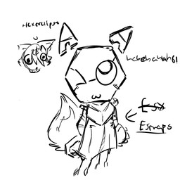 ;3 ambiguous_gender clothed clothing derp_eyes dress emoticon floating_ears for_a_head male mascot one_eye_closed smile tail wink hehehahah81 blushcrunch_studio dandy's_world e621 roblox eclipse_(dandy's_world) esix hexerade scraps_(dandy's_world) canid canine felid feline fox mammal object_head 1:1 headshot_portrait hi_res monochrome portrait sketch