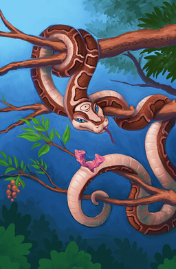 2_penises animal_genitalia animal_penis blue_eyes bodily_fluids branch brown_body brown_scales cloacal_penis coiling erection feral forked_tongue fruit_tree genital_fluids genitals hemipenes looking_at_viewer male multi_genitalia multi_penis multicolored_body nature on_branch penis plant precum precum_on_penis precum_string scales solo spiked_penis spikes spikes_(anatomy) tongue tongue_out tree two_tone_body cloudweaver_(artist) suel reptile scalie snake hi_res signature