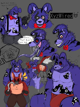 bodily_fluids clothed clothing cum duo erection erection_under_clothing flaccid genital_fluids genitals leaking_cum machine male male/male nude penis saliva speech_bubble tongue tongue_out xyz_wired five_nights_at_freddy's five_nights_at_freddy's_4 scottgames nightmare_bonnie_(fnaf) nightmare_foxy_(fnaf) canid canine fox lagomorph leporid mammal rabbit robot 3:4 hi_res