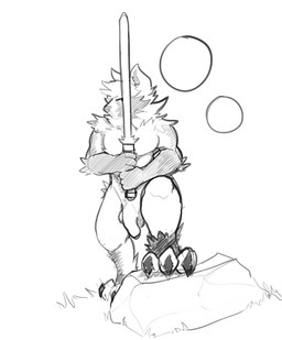 flaccid genitals holding_object holding_weapon lightsaber male melee_weapon penis solo sun weapon fawkesdrox star_wars mammal procyonid raccoon monochrome