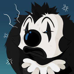 clown clown_makeup clown_nose fur grumpy male multicolored_body multicolored_fur solo kangaroobun dopradex_(kangaroobun) bourwer_clown 1:1 hi_res lineless