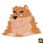 anthro chest_tuft fur half-closed_eyes male narrowed_eyes orange_body orange_fur simple_background smile solo tuft white_background darknsfwindie kumamoto_(character) bear mammal ursine 1:1 hi_res