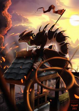 ambiguous_gender claws day detailed_background feral outside sky solo spines sun teeth grypwolf lizard reptile scalie digital_drawing_(artwork) digital_media_(artwork) hi_res