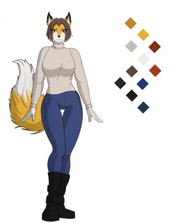 3_fingers anthro biped black_boots black_clothing black_ear_tips black_eyebrows black_footwear black_nose blue_bottomwear blue_clothing blue_eyes blue_pants boots bottomwear breasts brown_hair closed_smile clothed clothed_anthro clothed_female clothing color_swatch dipstick_ears dipstick_tail ear_markings eyebrows eyelashes female fingernails fingers fluffy fluffy_tail footwear front_view fully_clothed fully_clothed_anthro fully_clothed_female fur hair inner_ear_fluff markings medium_hair mouth_closed multicolored_body multicolored_ears multicolored_fur nails orange_body orange_fur orange_tail pants shoes simple_background smile smiling_at_viewer solo straight_arms tail tail_markings tan_clothing tan_sweater tan_topwear thigh_gap topwear tuft two_tone_body two_tone_fur two_tone_tail white_background white_body white_fur white_inner_ear_fluff white_tail_tip elcastorblanco canid canine fox mammal red_fox true_fox 2023 cel_shading colored digital_drawing_(artwork) digital_media_(artwork) english_description hi_res model_sheet shaded