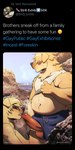 anthro balls beach belly blonde_hair blush blush_lines bodily_fluids brother_(lore) brothers_(lore) canid canine canis catsudon clothed clothing clothing_lift domestic_dog duo english_text erection foreskin foreskin_bite foreskin_play fur genitals hair hair_over_eyes hi_res humanoid_genitalia humanoid_penis incest_(lore) male male/male mammal penis rock sea seaside sibling_(lore) sweat swimwear text twitter url water yellow_body yellow_fur