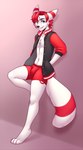 anthro biped black_nose boxers_(clothing) bulge clothing dipstick_ears dipstick_tail ear_markings fur green_eyes hair jacket letterman_jacket looking_at_viewer male markings multicolored_ears red_body red_ears red_fur red_hair red_tail solo tail tail_markings topwear underwear white_body white_ears white_fur white_tail lockworkorange aesir_tempest canid canine fox mammal 2023