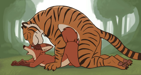 all_fours anal anal_fluids anal_penetration anthro anthro_on_anthro anthro_penetrated anthro_penetrating anthro_penetrating_anthro ass_up belly big_belly bodily_fluids butt duo erection eyes_closed fur genitals hair humanoid_genitalia interspecies larger_male looking_pleasured male male/male male_on_bottom male_on_top male_penetrated male_penetrating male_penetrating_male nude on_bottom on_top open_mouth penetration penile penile_penetration penis penis_in_ass sex simple_background size_difference slightly_chubby slightly_chubby_male smaller_male smaller_penetrated tail thick_thighs tongue conditional_dnp turner_alx disney zootopia gideon_grey tiger_dancer_(zootopia) canid canine felid fox mammal pantherine red_fox tiger true_fox 2d_animation animated digital_media_(artwork) loop