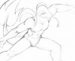 anthro bulge clothing looking_at_viewer male muscular muscular_anthro muscular_male navel nipples nude solo standing tongue tongue_out underwear neosavias nintendo pokemon generation_5_pokemon pokemon_(species) snivy monochrome sketch