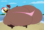 anthro ball beach beach_ball belly big_butt bikini brown_body brown_eyes brown_fur butt clothing copyright_symbol female fur hair huge_butt huge_thighs hyper hyper_butt hyper_thighs inflatable looking_at_viewer one_eye_closed pear-shaped_figure red_hair sand seaside slightly_chubby solo swimwear symbol thick_thighs two-piece_swimsuit wide_hips wink winking_at_viewer satsumalord kelly_(satsumalord) domestic_ferret mammal mustelid musteline true_musteline weasel 2024 digital_media_(artwork) hi_res